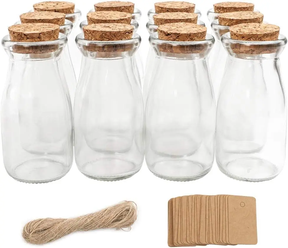 12 count 3.4oz Small Glass Jars with Lids, 100ml Candy Jars Potion Bottles with Cork, Mini Jars Set for Party Wedding Favors Halloween Decor