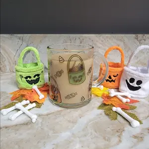 Halloween McBucket Clear Mug | 15oz Clear Glass | Sublimated Glass Cup | Spooky Cup | Ghost | Spooky Season | Clear Glass Mug