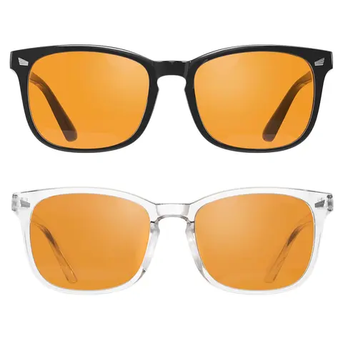 Unisex High Quality Lightweight Sports Eyewear - UV400 Protective Glasses, Resin Amber-Tinted Lenses, Plastic Ergonomic Square Tinted Lens Frames, Anti-Blue Light Blockers for Gamers, Ideal for Eye Protection