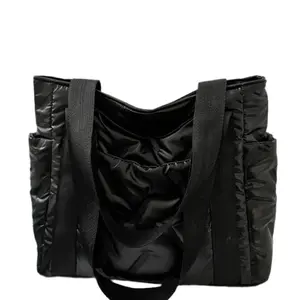Women's Large Tote Bags Silver Metallic Finish with Black Handles Fashion Accessory Stylish and Practical Design