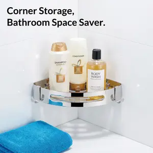 304 Stainless Steel Triangle Bathroom Shelf Rustproof Corner Shower Organizer for Toilet Bathroom Space Saver Storage Solution