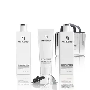 Hidden Hydration Flask Travel Set - 3 Bottles 1 Liter Leakproof Refillable Cruise Ship Flask - Shampoo Conditioner Sunscreen - Fake Bottle for Discreet Use - BPA-free