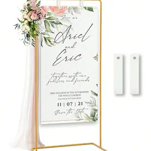 71x31.5x20 Inch Wedding Welcome Sign Holder, Adjustable Display Stand with Leather Straps, Frame, Customizable for Baby, Bride, Valentine's Day