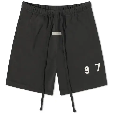 Menswear Men's Loose Fit Stylish Casual Sweatshorts - 'Iron' Black, '1977' Logo, All Seasons, Style 160BT212000F, Men's Shorts