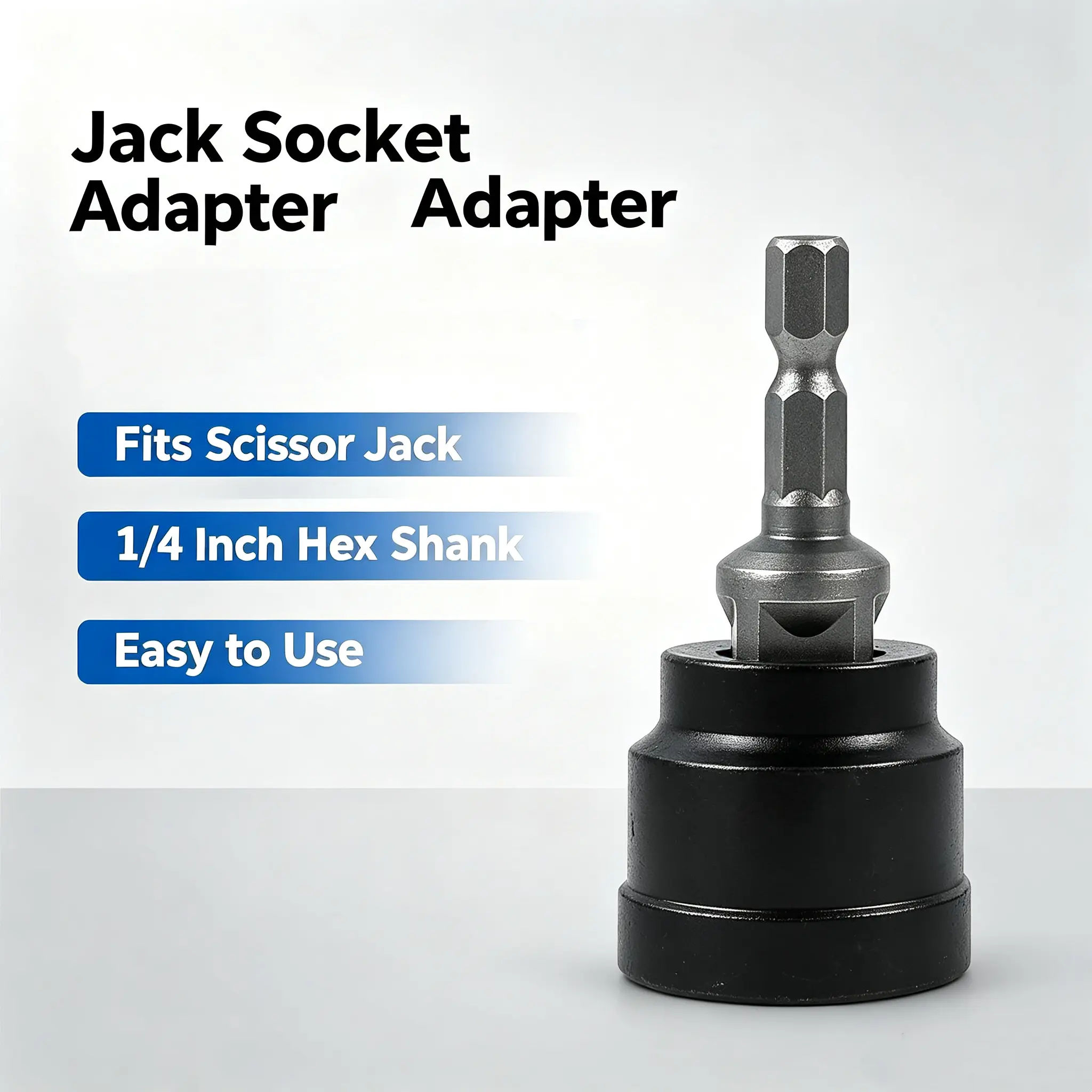 Heavy duty black cross mouth socket jack adapter, electric wrench socket converter, metal surface simple tire replacement tool