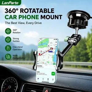 LanParte Cell Phone Car Mount - 360° Rotatable Vacuum Suction Holder for Dashboard & Windshield, Upgraded Heat-Resistant Anti-Shake Hands-Free Accessory, Universal for iPhone, Android & Thick Cases, Ideal for Rideshare & Navigation, Vacuum Suction Phone H