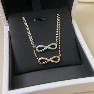 Viral Infinity Symbol Pendant Necklace, Dainty Two-Tone Polished Chain, Timeless "Forever Love" Charm for Couples, Best Friends, Soulmates, Perfect for Matching, Anniversary & Valentine’s Day Gifts