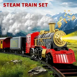 Kids Electric Train Set, Classic Christmas Train Toy with Steam Locomotive, Lights & Sound Effects, Railway Tracks, Ideal Birthday Gift