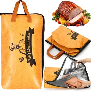 Barbecue Insulation Bag, BBQ Blanket, Reusable Pellet Smoker Insulation Bag with Wide Opening, Ideal for Large Brisket/Beef, BBQ Accessory Meat Insulation Bag—Locks in Heat, Retains Juices, and Extends Smoked Flavor.