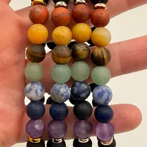 Chakra and Lava Stone Bracelet