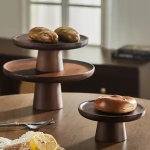 Wooden Cake Display Stand, 1 Count Wooden Cake Dessert Display Stand, Fruit Display Stand, Tableware for Restaurant, Home Kitchen, Wedding Party, Cake Stands