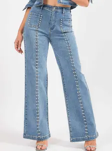 [XPT370] Center Pearl High-Rise Wide Leg Jeans
