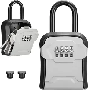 New Deal - Key Lock Box Wall Mount & Portable Combination Lockbox with Resettable Code Security Lockbox for Outside House Keys Apartment Realtors Spare Keys Storage 1 Pack Gray Weatherproof Corrosion Resistant Durable Aluminum Alloy Shell