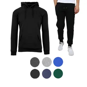 Men's Slim-fitting Fleece-Lined Casual Pullover Hoodie & Jogger 2-Piece Set Menswear