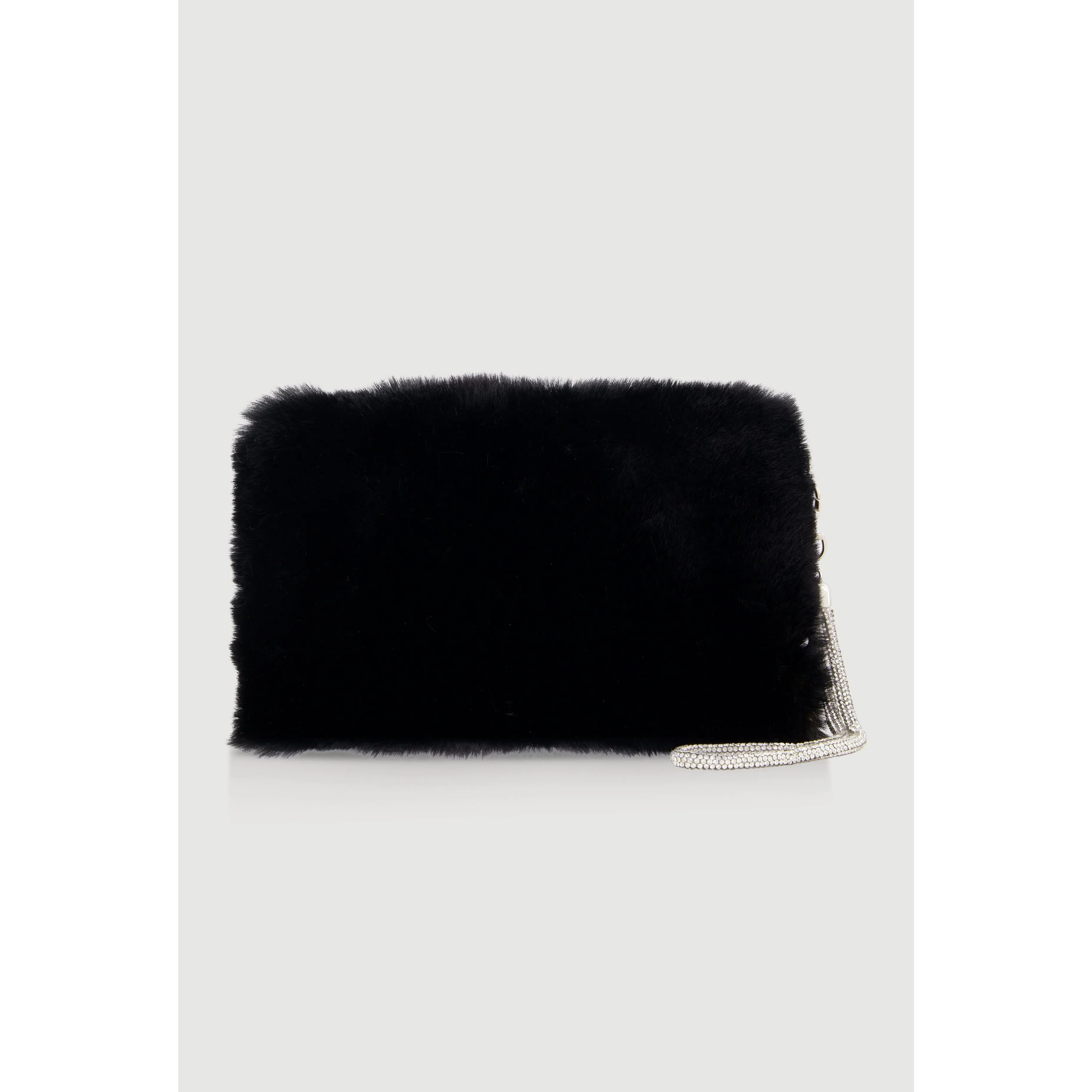 Faux Fur Wristlet with Removable Strap