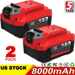 high quality  2x 20V V20 8.0Ah For Craftsman 20Volt MAX Li-ion Battery CMCB204 CMCB202 CMCB206