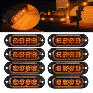 8PCS Boat Trailer Marker Lights Dark Smoked Lens 4 LED White Side Marker lights 12v 24v LED Clearance Lights For Trucks