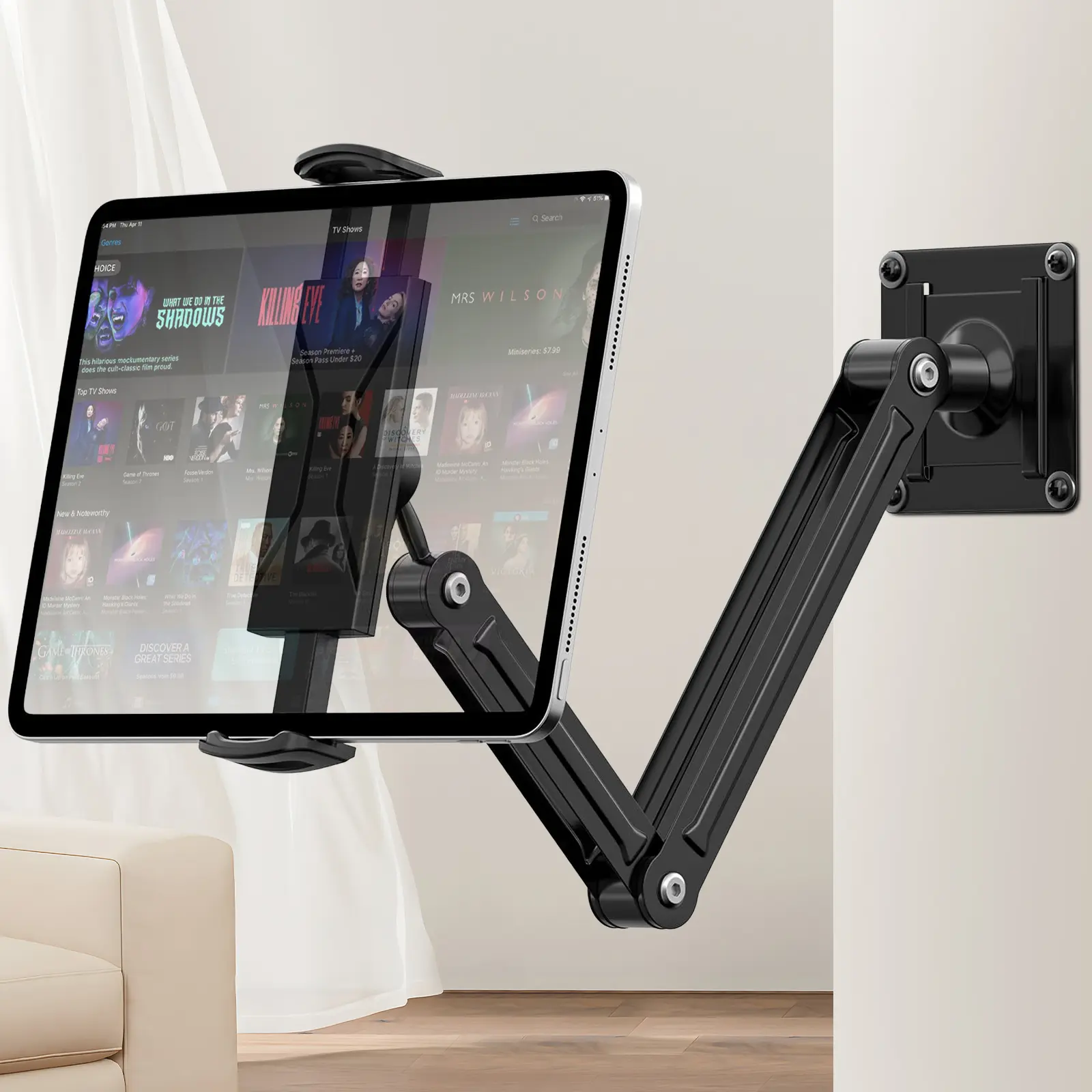 Metal Tablet Wall Mount Stand, 360 Degree Rotating Holder, Extendable Design, Durable Metal Construction, Ideal for Tablets & Smartphones, Adjustable Tablet Stand, Sturdy Stand, Rotatable Adjustable Stand, Tablet Accessories