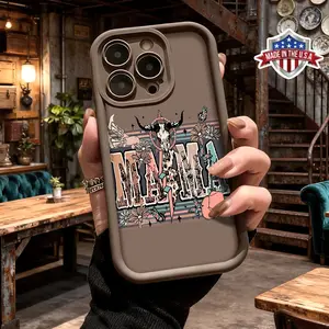 Trendy Western Cow Skull Floral Aesthetic Design Case for iPhone 17 16 15 14 Pro Max 13 12 11 XR XS Plus Air Slim Impact Resistant Anti Scratch Durable TPU Cover
