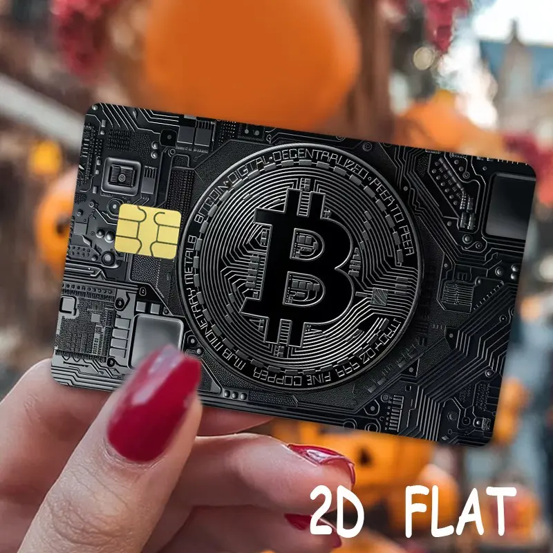 Ultra-Thin Credit Card Skin Set, Bitcoin 2D Pattern, Durable Vinyl Decal Sticker, Waterproof Scratch-Resistant Anti-Slip, Personalized Bank Card Protection, Sticker Packs