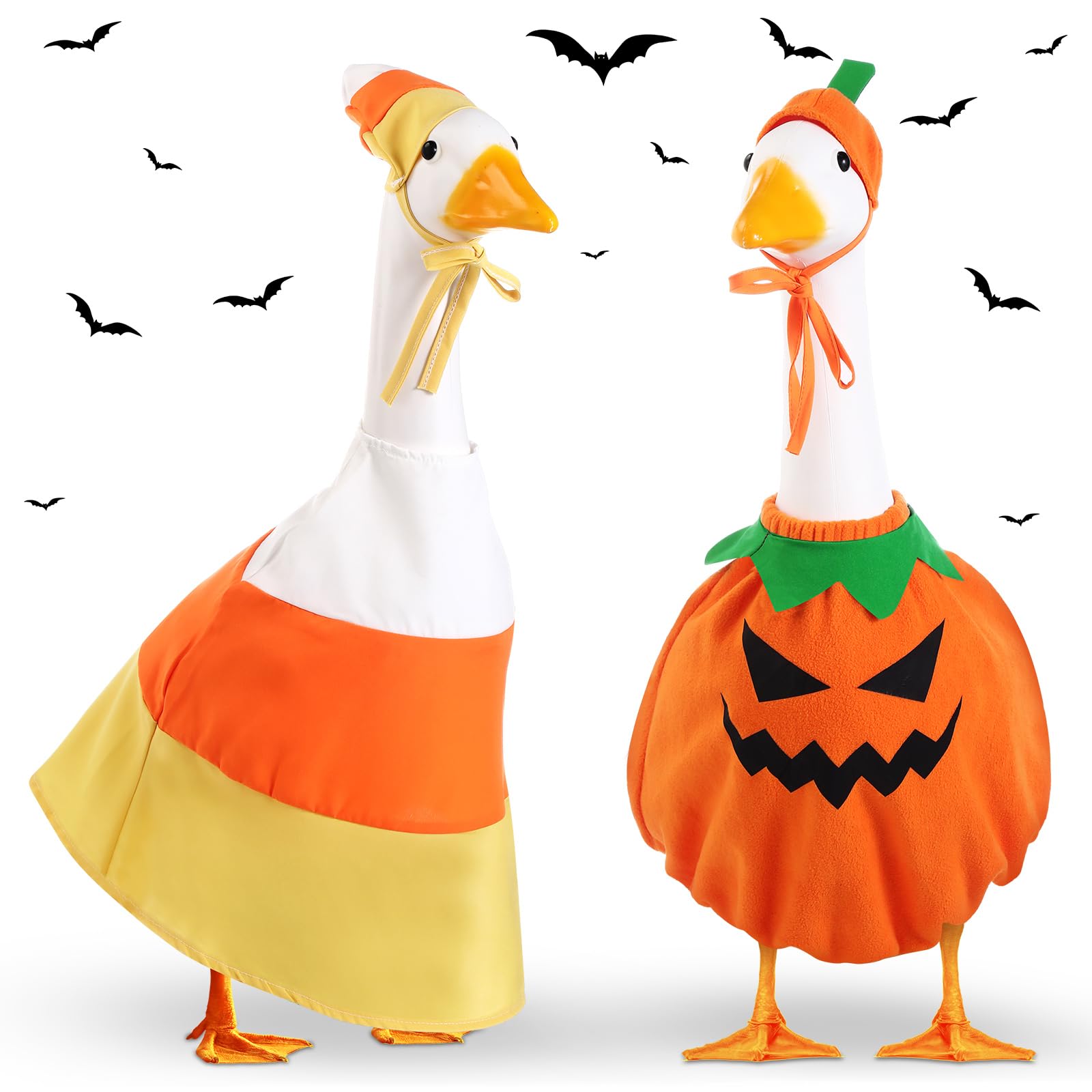 2 Sets Halloween Porch Goose Outfit fit 23 inch Goose, Lawn Porch Goose Clothes Clothing Fall Halloween Outfit for Outdoor Patio Yard Lawn Art Decoration