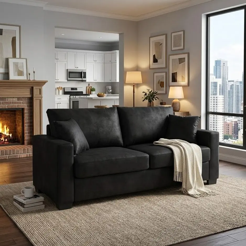 Modern Loveseat Sofa for Small Spaces, 69" Ergonomic Two-Seater Couch with Plush Back Pillows and High-Density Foam, Easy Assembly , Perfect for Apartment, Living Room, Bedroom