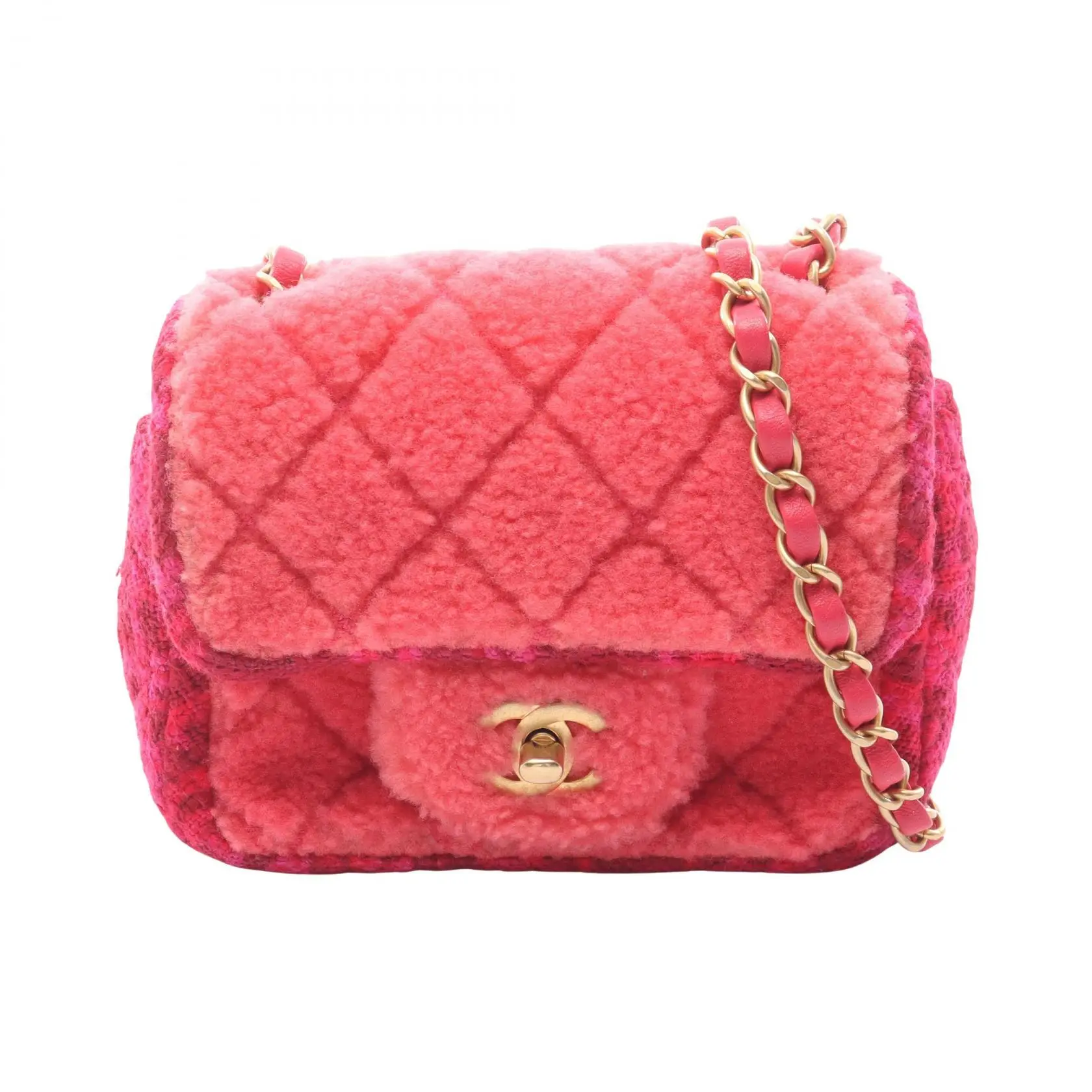 Pre-owned CHANEL Polyester Shoulder Bags Mini Matelasse Shearling Shoulder Bag
