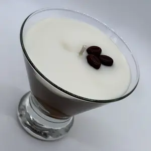 Espresso Martini Candle - Coffee Scented Candle for Home Decor - Ornaments, Martini Candle, Soy Wax, Glass Candle, Stemless Glass Aroma Traditional