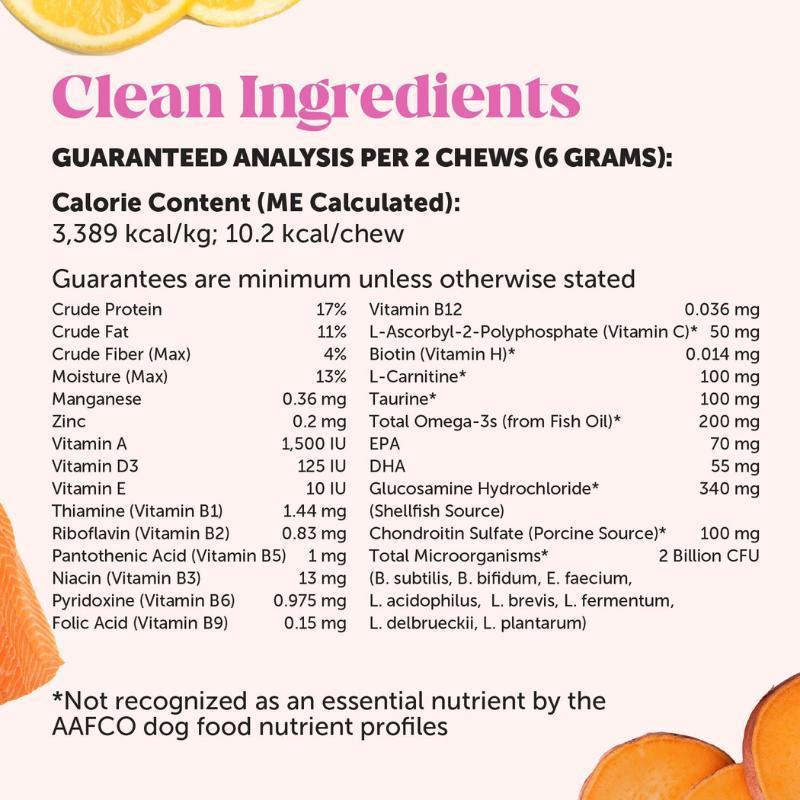 Pet Honesty Max Strength Multivitamins Chewable Supplements with Omegas + Probiotics, Dog Treats Alternative Vitamin - Salmon 90 Chews