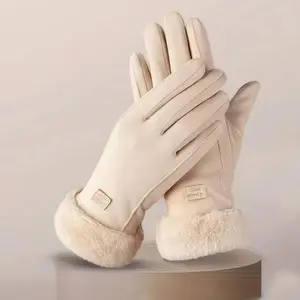 Unisex Winter Thickened Faux Fur-Lined Gloves - Touchscreen-Friendly, Multiple Colors For Skiing & Cycling