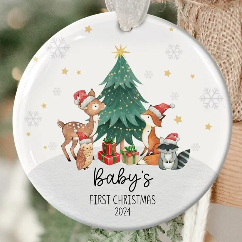 Christmas Baby Ornament 2024, Baby's First Christmas Ornament, Family Ornament, Baby Ceramic Keepsake, Newborn Onaments, Baby 1st Christmas, Xmas Tree Ornaments, Newborn Gifts, Holiday Decoration
