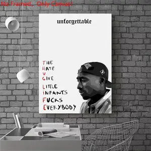 1 piece/set frameless canvas painting print poster, Popular hip-hop culture Characters realism art，Tupac Shakur 2pac Rapper ，a perfect gift for Rap Music loves, ideal gift for bedroom, living room, dorm hallway, kitchen, mural, wall decoration, room decor