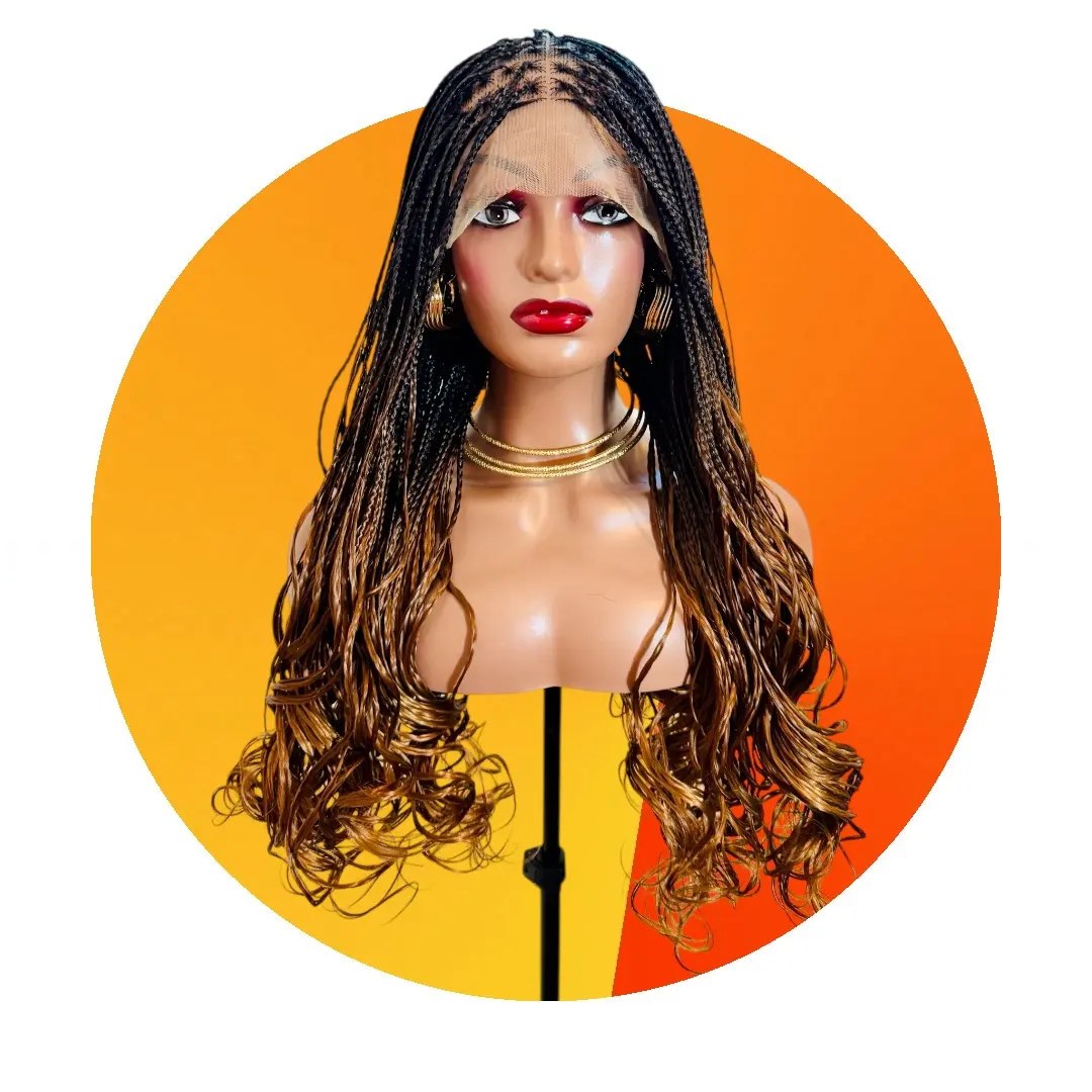 Macherie Strands 26 Inches Hand Braided French Curls Wig Full Lace Braided Curly Wig for Stylish Versatile Hairstyles