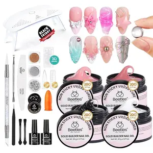 Beetles Solid Builder Extension Gel for Nails 3D Sculpting Gel Non-Sticky Hand Carving Gel with Mold Chrome for Salon DIY Nail Polish Silicone Clear Gift Rhinestone Cutics Manicure Cosmetic Fall Nail Halloween Nail Black Friday Winter Nail Christmas Gift