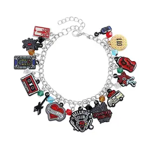 Stranger Things DIY Bracelet Set, Zinc Alloy Pendant & Cartoon Charms, Lightweight Customizable Jewelry for Fans, Unique Gift Idea, Personalized Jewelry