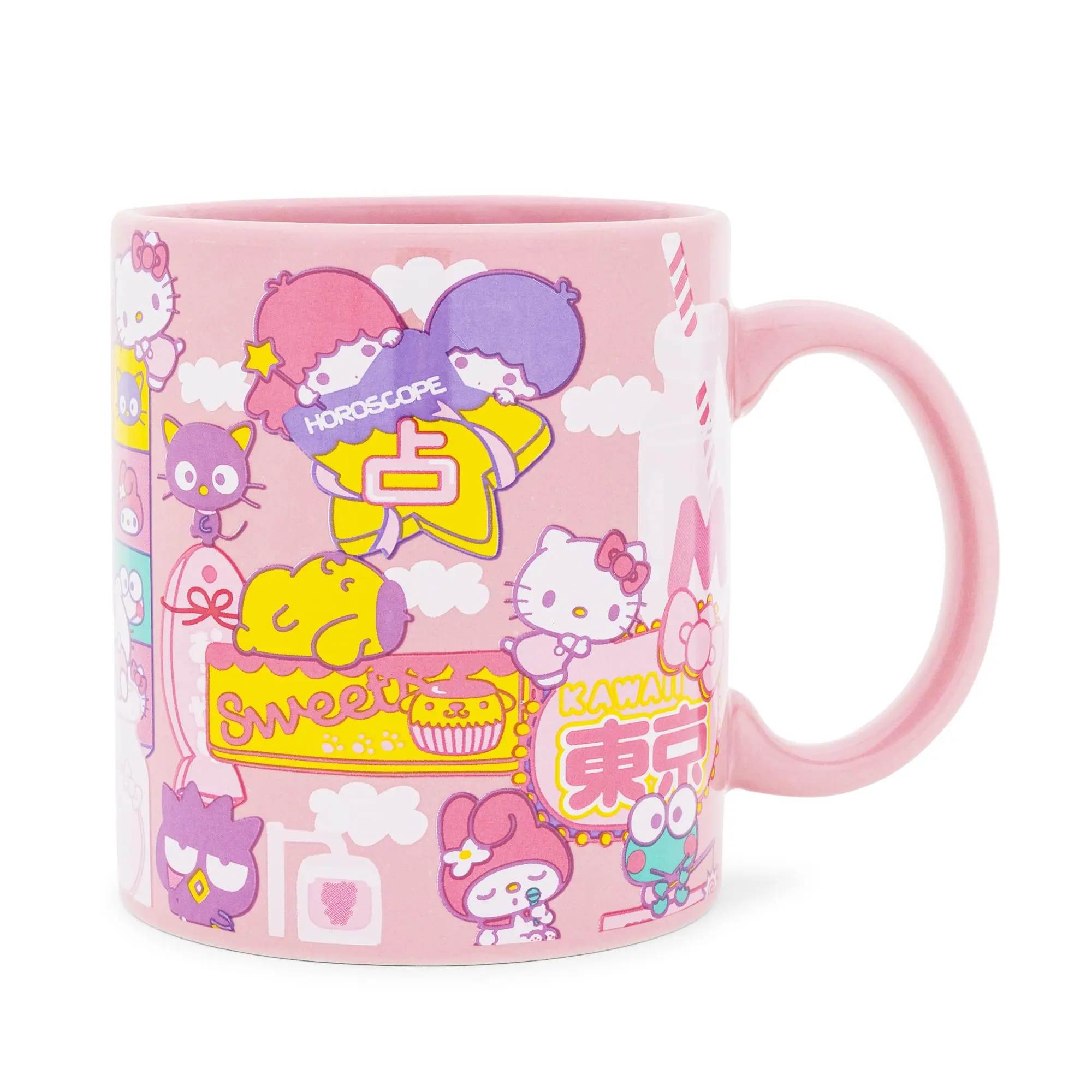 Sanrio Hello Kitty and Friends Icons Pink Ceramic Coffee Mug - 20oz Collectible Cup for Drinks, Beverages