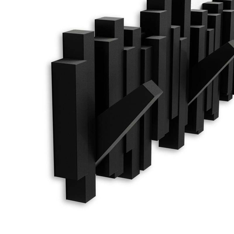 Umbra Sticks Wall Hook, Decorative Wall-Mounted Coat Rack with 5 Flip-Down Hooks, Modern Sculptural Design - 1 Pack Home Interior Space Saving Organizer Installation