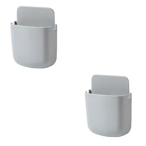 US 2Pc Adhesive Rack Hanging Box Remote Control Holder Phone Storage Organizer