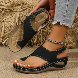 Women's Orthopedic Platform Wedge Sandals Fashion Flower Hollow Out Open Toe Flip Flops Wide Width Comfort Casual Summer Shoes Lightweight Non-Slip Outdoor Beach Walking Sandals For Women