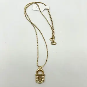Pre-owned Dior As Shown Shoulder Bags Christian Vintage CD Logo Padlock Necklace di5609bd