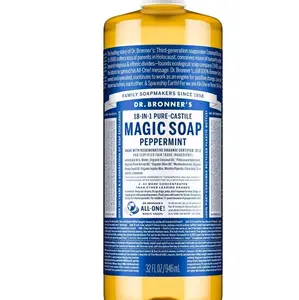 Dr. Bronner's magic soap Liquid Soap 32 oz - 18.1% Hemp Peppermint, Certified Skin Tracker, All-One Formula 32.oz