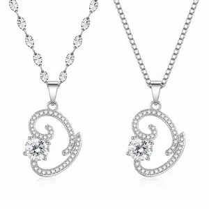 Infinity Heart Necklace 18'' Inches Two Options Chain in 925 Silver