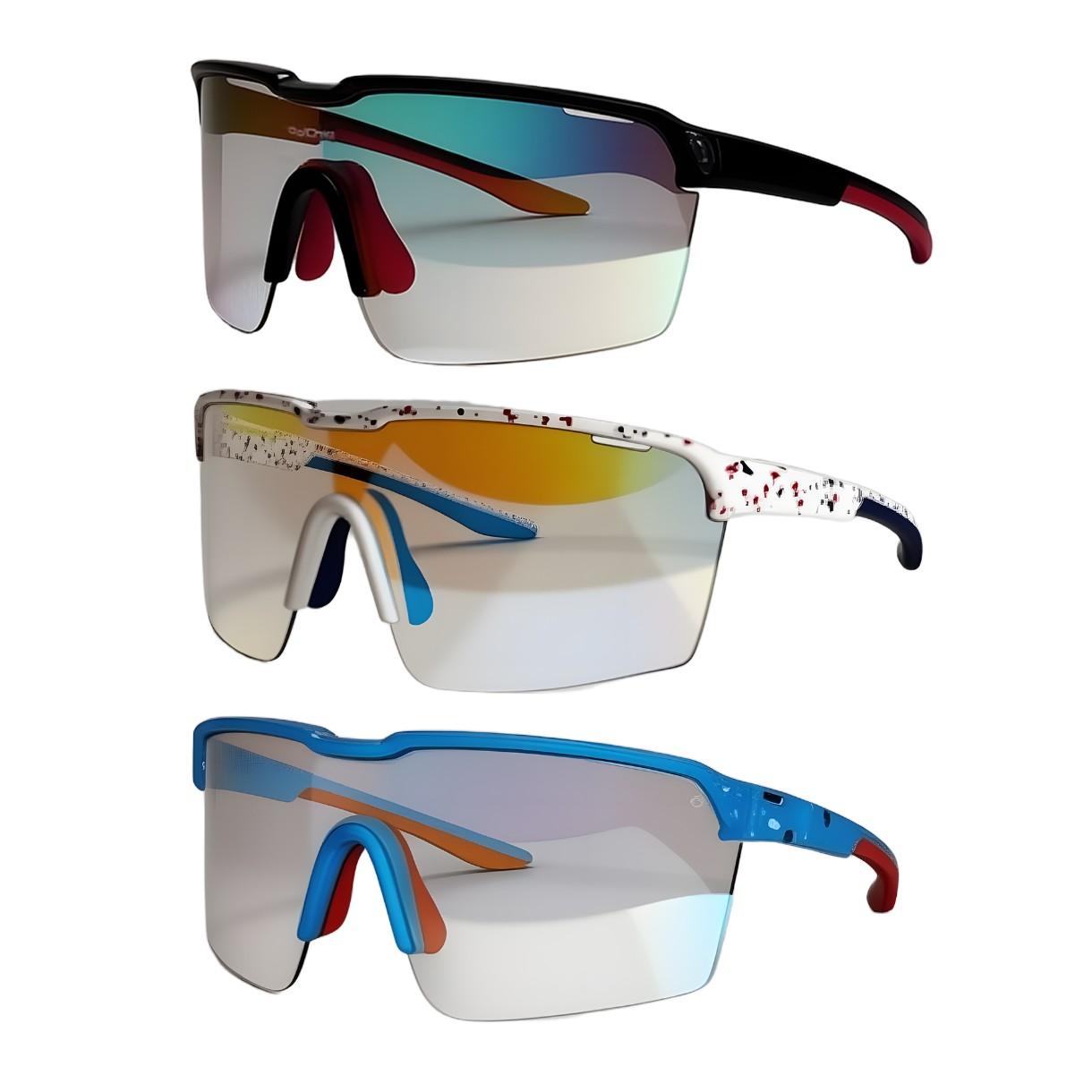 Photochromic Cycling Sunglasses: Auto-adapts to light, fits the face securely without slipping, for safe and comfortable cycling