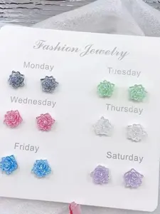 Summer Lotus Stud Earrings, Plastic Ear Pins, Hypoallergenic, Cute Style, All Seasons, Women's Fashion Jewelry, Unique Ear Accessories