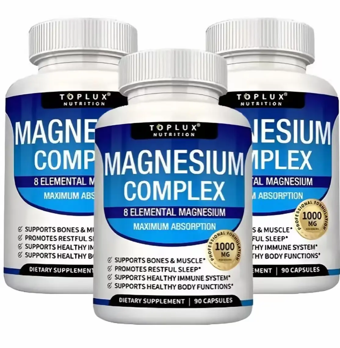 3 PACKS Daily nutrition - Magnesium 8 Elemental Complex 90 Capsules 1000mg - Sources Men Women Bone Muscle Sleep Immune Support Nature Decent Fitness Dietary Supplement