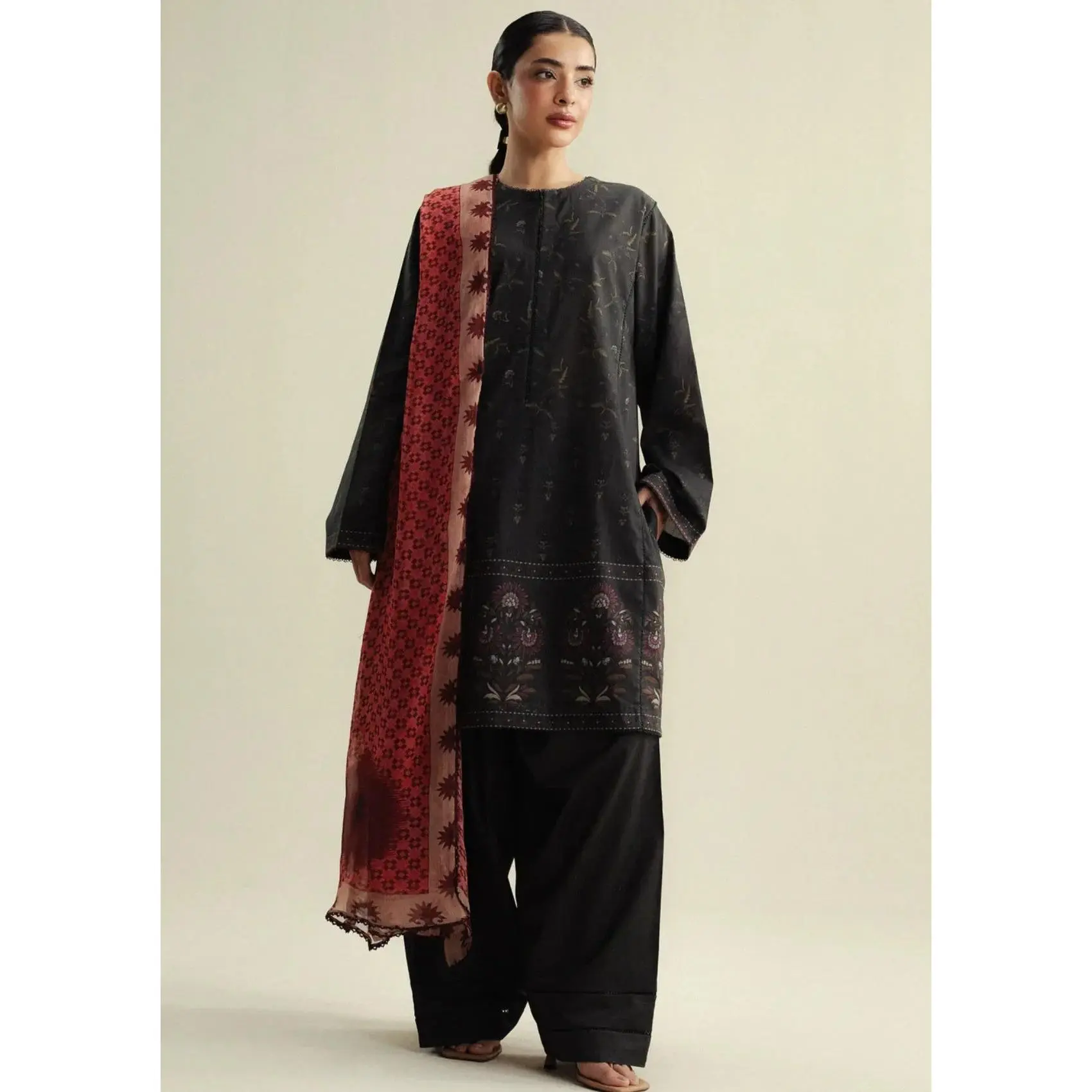 Zara Shahjahan - Coco-5A-Fable 3 Piece Printed Slub Cotton