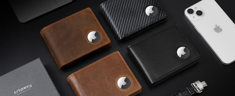 Mens Wallet With AirTag Holder, Bifold Leather RFID Blocking 1-2 ID Windows 12-13 Card Holders, Gift Box and Screen Protector Included, AirTag Not Included