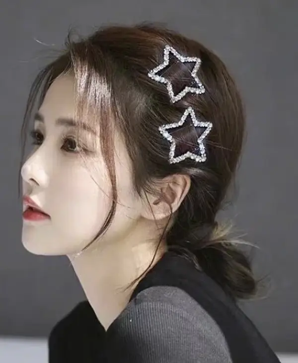 Five-pointed Star Rhinestone Star Hairpin Women's New Forehead Bangs Side Clip Side Broken Hairpin Hairpin Bb Clip