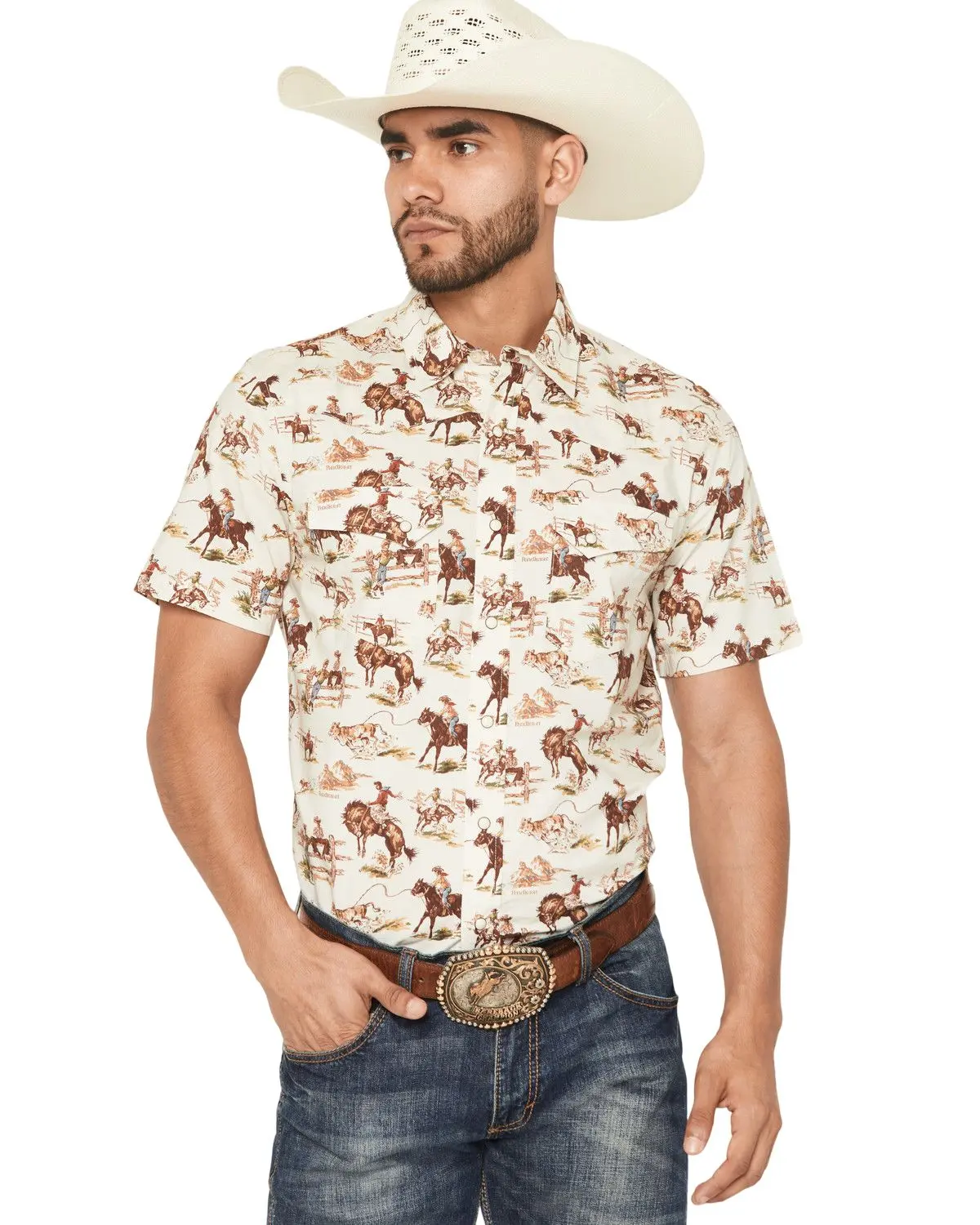Pendleton Men's Men'S Laramie Wild Horse Print Short Sleeve Snap Western - Ra1257-79701