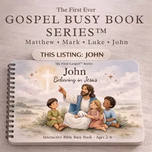 John Gospel Busy Book for Toddlers Interactive Bible Activity Book Ages 2-6 Christian Quiet Book Faith Based Learning Sunday School